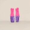 Pink and purple patchwork women's warm gloves and fashionable color-blocking knitted cold-proof hand covers details Picture